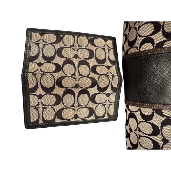 Coach Signature canvas tote bag with snake skin leather trim and leather strap - Picture 11 of 12